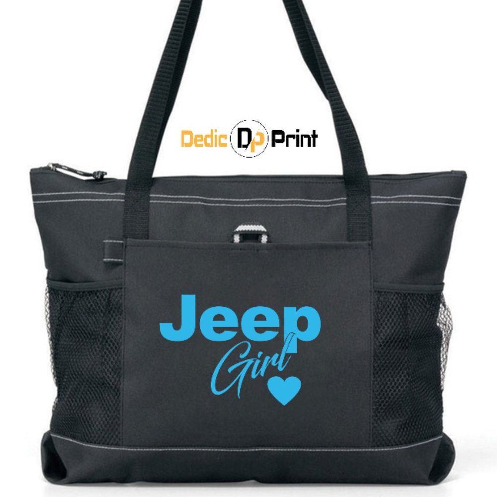 Jeep Girl Zippered Tote Bag